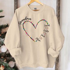 Lofaris Personalized Grandma Heart Light Christmas Sweatshirt