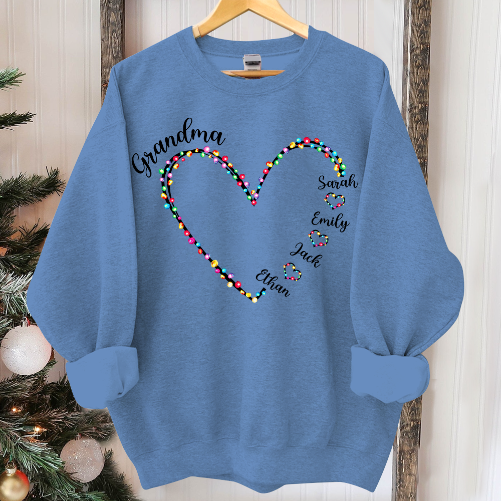 Lofaris Personalized Grandma Heart Light Christmas Sweatshirt