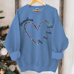 Lofaris Personalized Grandma Heart Light Christmas Sweatshirt