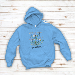 Lofaris Personalized Grandma Kids Grass Dragonfly Hoodie