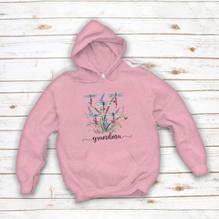 Lofaris Personalized Grandma Kids Grass Dragonfly Hoodie
