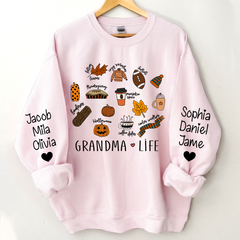 Lofaris Fall Pumpkin Grandma Life and Kids Custom Name CTH01 Sweatshirt