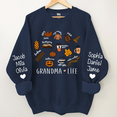 Lofaris Fall Pumpkin Grandma Life and Kids Custom Name CTH01 Sweatshirt