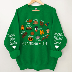 Lofaris Fall Pumpkin Grandma Life and Kids Custom Name CTH01 Sweatshirt