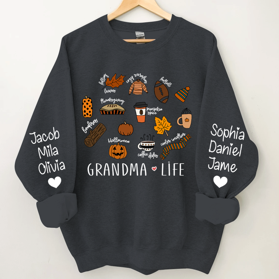 Lofaris Fall Pumpkin Grandma Life and Kids Custom Name CTH01 Sweatshirt