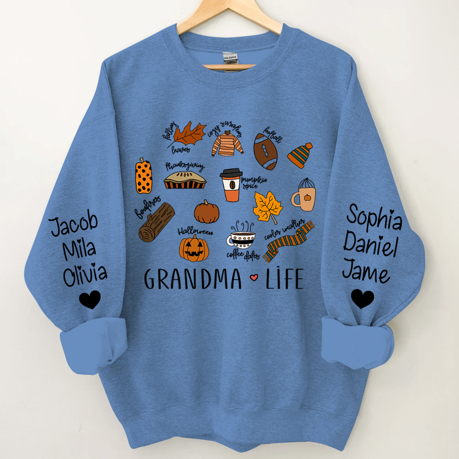 Lofaris Fall Pumpkin Grandma Life and Kids Custom Name CTH01 Sweatshirt