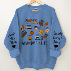 Lofaris Fall Pumpkin Grandma Life and Kids Custom Name CTH01 Sweatshirt