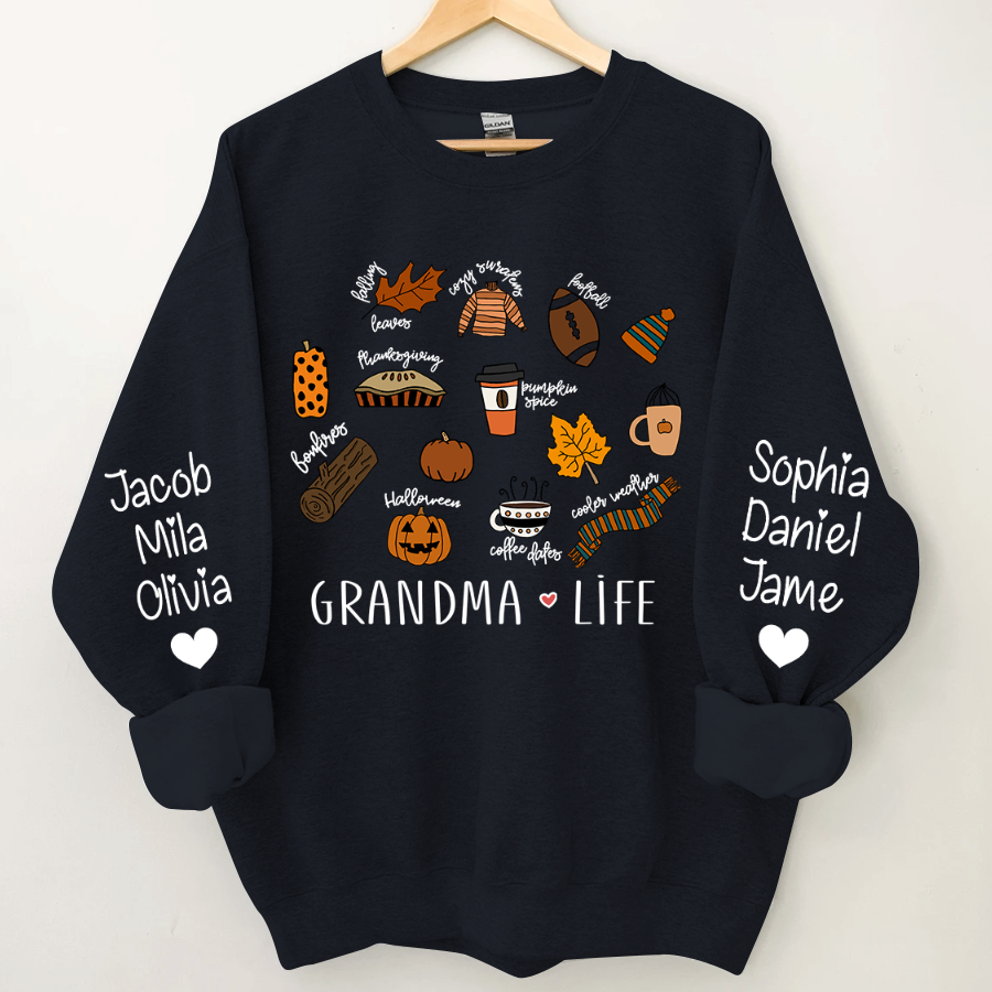 Lofaris Fall Pumpkin Grandma Life and Kids Custom Name CTH01 Sweatshirt