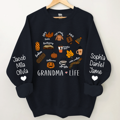 Lofaris Fall Pumpkin Grandma Life and Kids Custom Name CTH01 Sweatshirt
