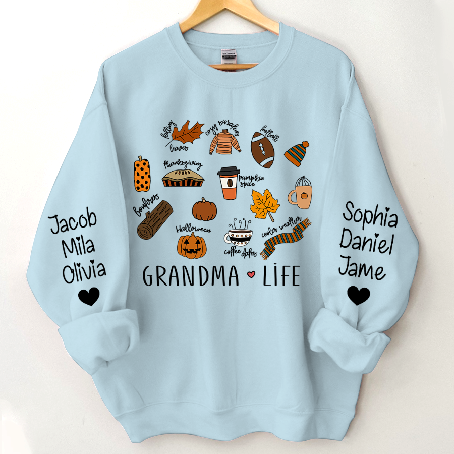Lofaris Fall Pumpkin Grandma Life and Kids Custom Name CTH01 Sweatshirt