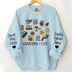 Lofaris Fall Pumpkin Grandma Life and Kids Custom Name CTH01 Sweatshirt