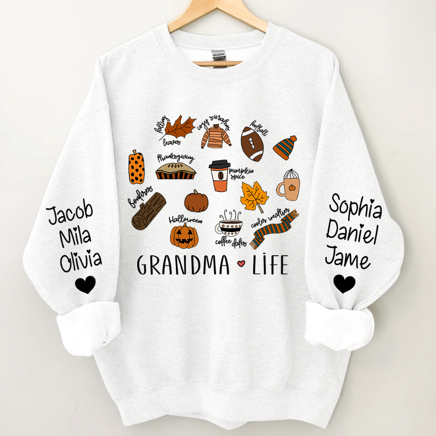 Lofaris Fall Pumpkin Grandma Life and Kids Custom Name CTH01 Sweatshirt