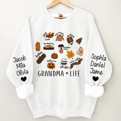Lofaris Fall Pumpkin Grandma Life and Kids Custom Name CTH01 Sweatshirt