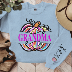 Lofaris Personalized Grandma Painted Pumpkin Fall Sweatshirt