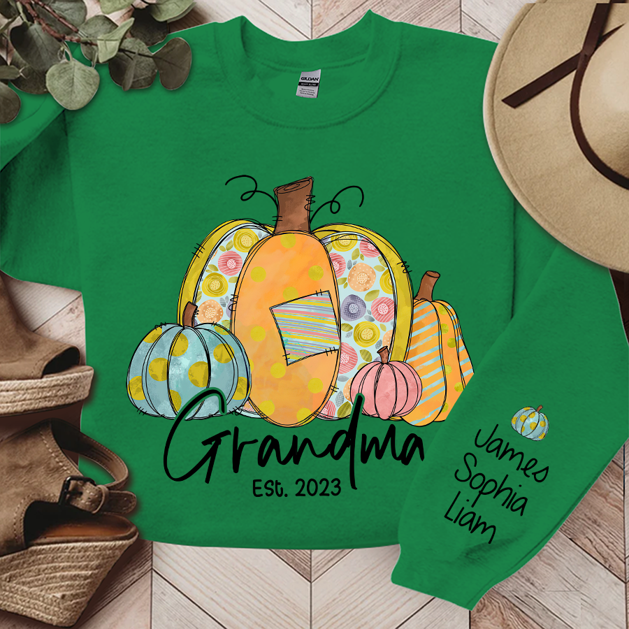 Lofaris Personalized Grandma Pumpkin Fall Autumn And Kids Sweatshirt Gift TH