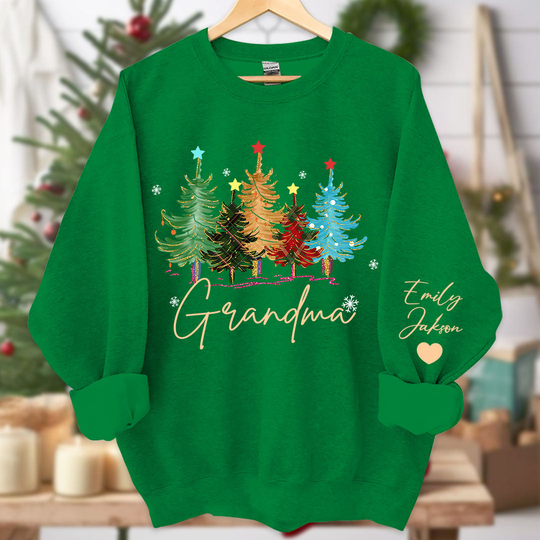 Lofaris Personalized Grandma Tree Color And Grandkids Sweatshirt