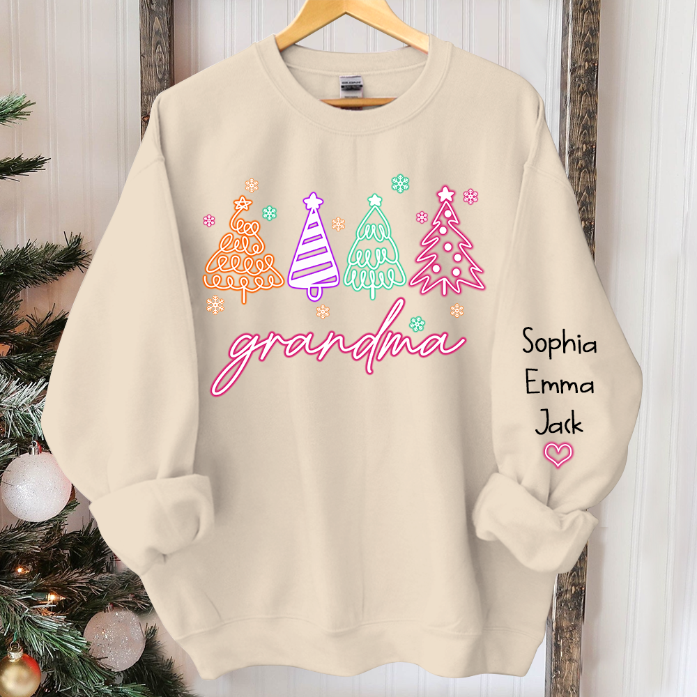Lofaris Personalized Grandma Tree Merry Christmas Sweatshirt