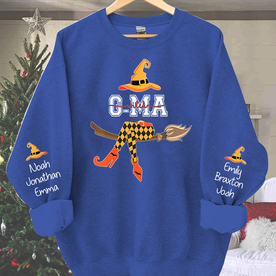 Lofaris Personalized Grandma Witch Shirt Custom with Grandkids Names Fall Halloween Sweatshirt 2