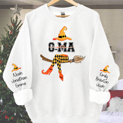 Lofaris Personalized Grandma Witch Shirt Custom with Grandkids Names Fall Halloween Sweatshirt 2
