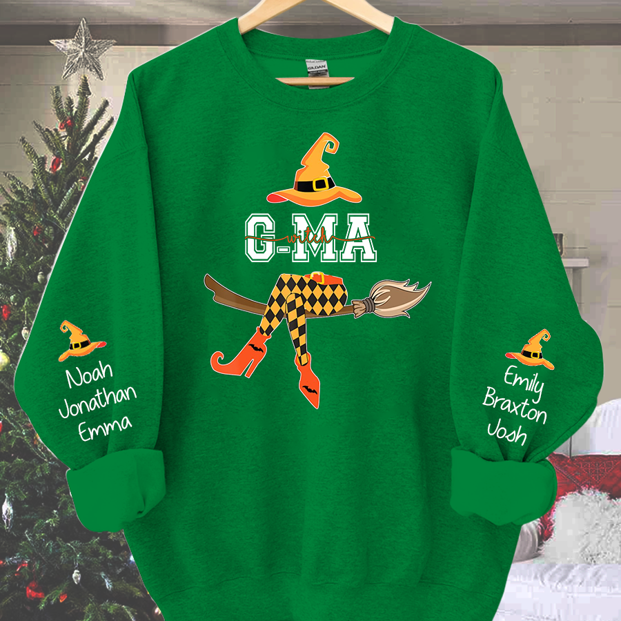 Lofaris Personalized Grandma Witch Shirt Custom with Grandkids Names Fall Halloween Sweatshirt 2
