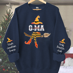 Lofaris Personalized Grandma Witch Shirt Custom with Grandkids Names Fall Halloween Sweatshirt 2