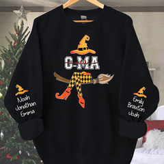 Lofaris Personalized Grandma Witch Shirt Custom with Grandkids Names Fall Halloween Sweatshirt 2
