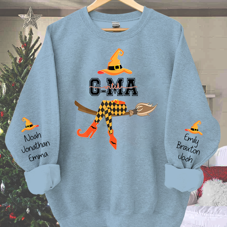Lofaris Personalized Grandma Witch Shirt Custom with Grandkids Names Fall Halloween Sweatshirt 2