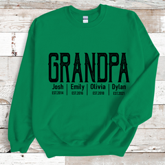 Lofaris Personalized Grandpa Grandkids Names Est Sweatshirt