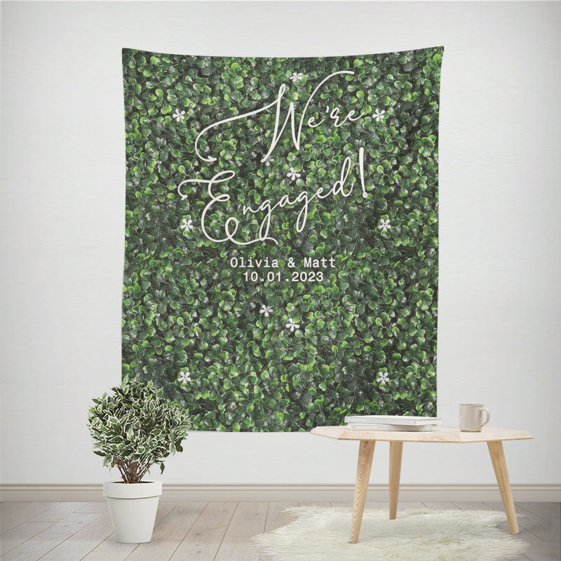Lofaris Personalized Grass Wall Wedding Backdrop Banner