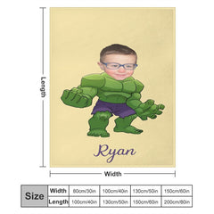 Lofaris Personalized Green Man Yellow Blanket With Photo