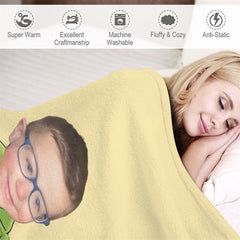 Lofaris Personalized Green Man Yellow Blanket With Photo