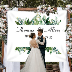 Lofaris Personalized Greenery Banner Wedding Reception Backdrop