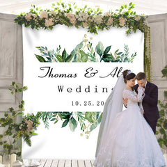 Lofaris Personalized Greenery Banner Wedding Reception Backdrop