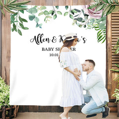 Lofaris Personalized Greenery Foliage Leaves Backdrop for Baby Shower