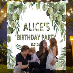 Lofaris Personalized Greenery Leaves Birthday Party Backdrop