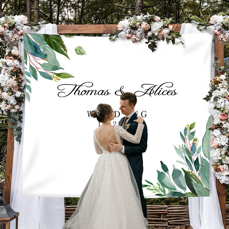 Lofaris Personalized Greenery Rustic Wedding Backdrop for Reception