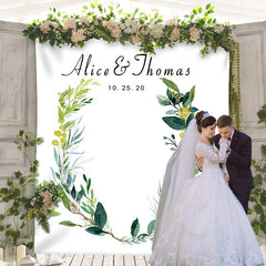 Lofaris Personalized Greenery Wedding Backdrop Photo Booth