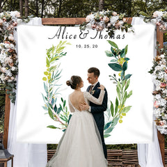 Lofaris Personalized Greenery Wedding Backdrop Photo Booth