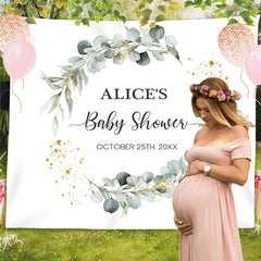 Lofaris Personalized Greenery Wreath Party Backdrop for Baby Shower