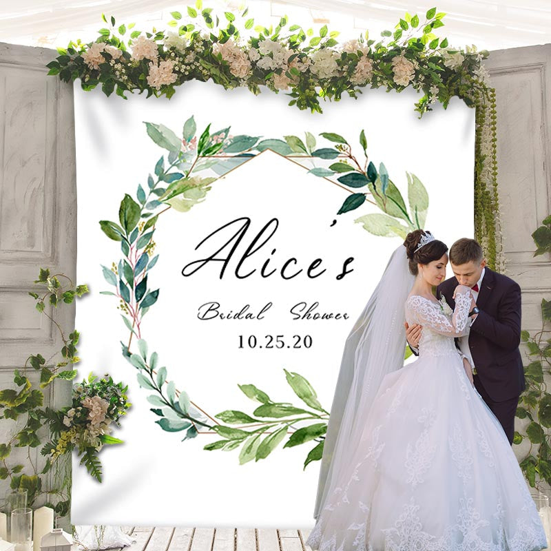 Lofaris Personalized Greenery Wreath Theme Wedding Backdrop