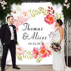 Lofaris Personalized Greenry Floral Wedding Reception Backdrop
