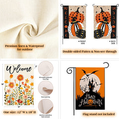 Lofaris Personalized Halloween Night Moon Ghost Garden Flag