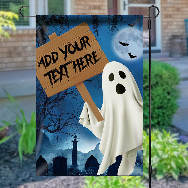 Lofaris Personalized Halloween Night Moon Ghost Garden Flag