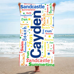 Lofaris Personalized Heart Name Summertime Swim Beach Towel