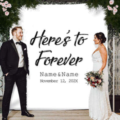 Lofaris Personalized Here to Forever Wedding Reception Backdrop