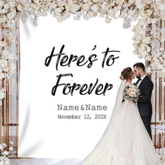 Lofaris Personalized Here to Forever Wedding Reception Backdrop