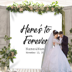 Lofaris Personalized Here to Forever Wedding Reception Backdrop