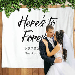 Lofaris Personalized Here to Forever Wedding Reception Backdrop