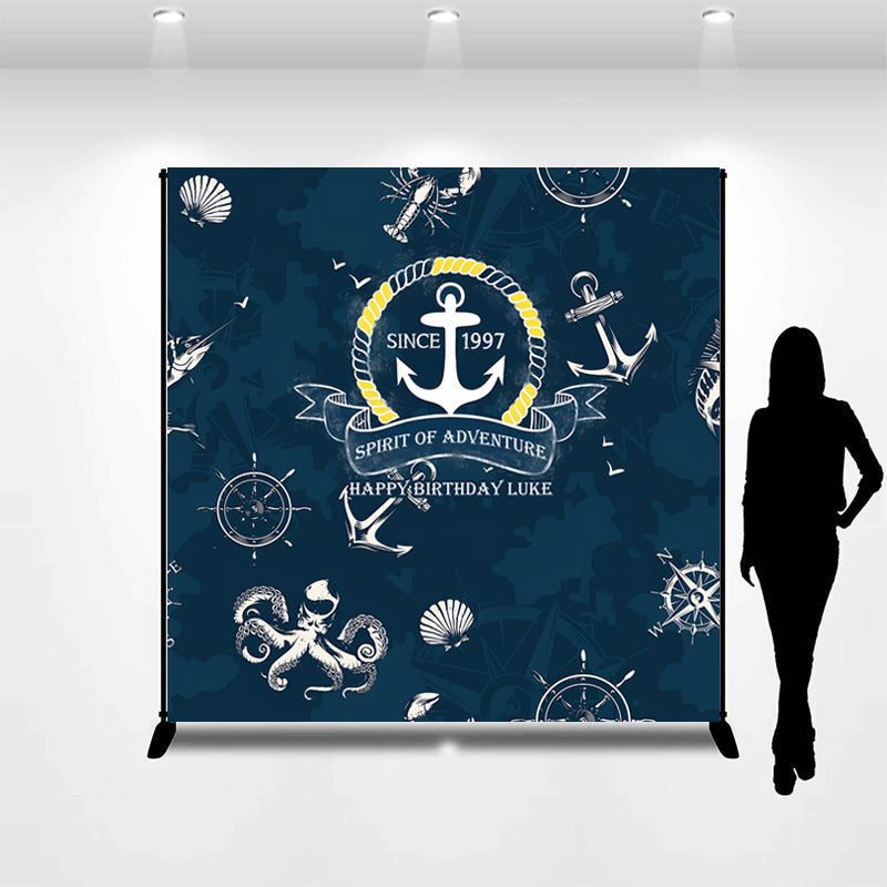 Lofaris Personalized Indigo Navigation Bokeh Birthday Backdrop