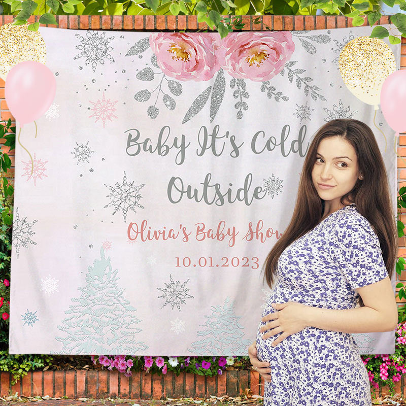 Lofaris Personalized Its Cold Outside Baby Shower Backdrop Decor